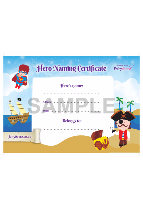 FREE Hero naming certificate for your Fairydoorz home